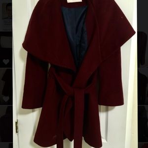 Genuine Tahari Maroon Large Wool Jacket Coat warm